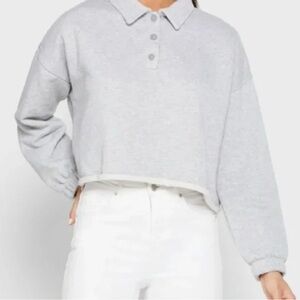 Aerie Sunday Cropped Gray Sweatshirt